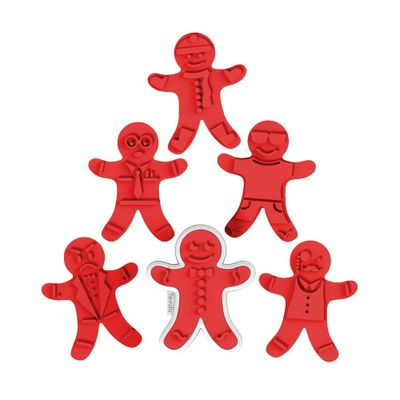 Tovolo Ginger Boy Cookie Cutters White/Red 81-3804: Plastic, Dishwasher-Safe, 6-Piece Set for Cookie Decorating