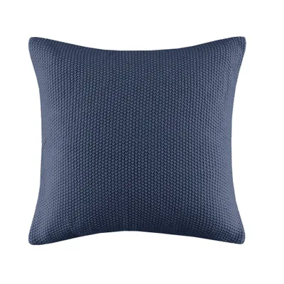 20x20 Oversize Bree Knit Square Throw Pillow Cover Indigo - Ink+Ivy: Hidden Zipper, Machine Washable