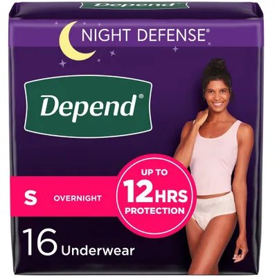 Depend Night Defense Adult Incontinence Underwear for Women - Overnight Absorbency - S - Blush - 16ct