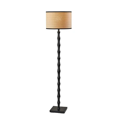 Adesso Berkeley Floor Lamp Black: Modern Metal with Off-White Paper Shade, ETL Listed, 60 Height