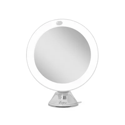 LED Lighted Swivel Power Suction Cup Mirror - Zadro: 10x Magnifying, Battery Operated, Round Vanity Mirror