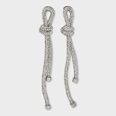 Post Linear Knotted Rope Clear Stones Earrings - A New Day