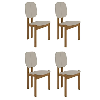 Manhattan Comfort Set of 4 Gales Mid Century Modern Dining Chairs with Solid Wood Legs : MDF Frame, Glossy Finish