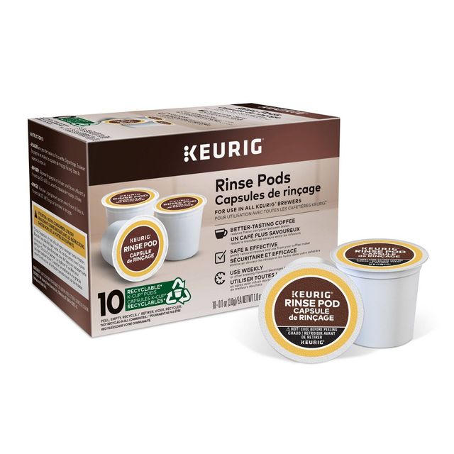 Keurig Set of 10 Rinse Pods: Coffee Maker Cleaner & Descaling Solution, White, Plastic, 1 Year Warranty