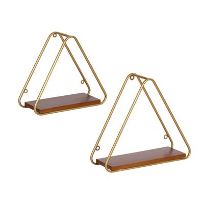 2pc Tilde Triangle Accent Shelf Set  - Kate & Laurel All Things Decor: Modern Geometric Floating Storage