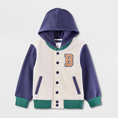 Toddler Bluey Hooded Varsity Jacket - Navy Blue