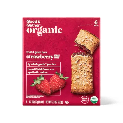 Organic Whole Grain Strawberry Fruit & Grain Bars - 6ct - Good & Gather