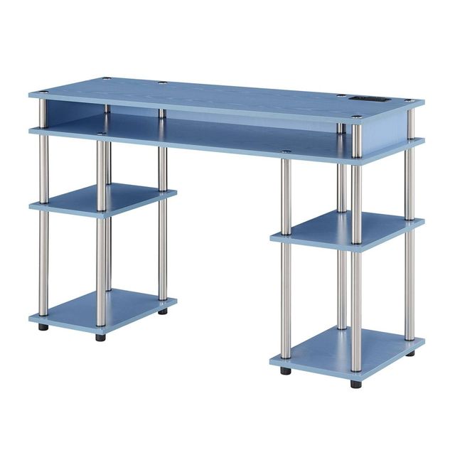 Designs2Go No Tools Student Desk with Charging Station and Shelves