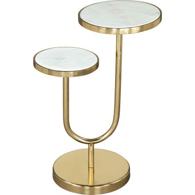 ZM Home Elena Side Table Marble White : Gold Iron Frame, Round Drink Table for Living Room, 22 Height