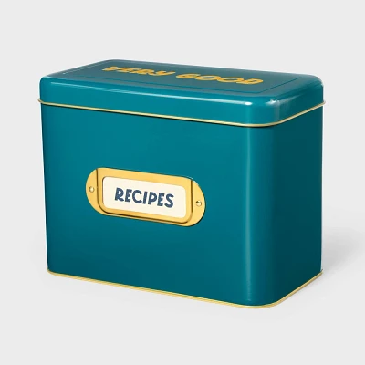 Metal Recipe Box with Blank Recipe Cards Teal - Tabitha Brown for Target: Kitchen Storage & Organizers, Iron, Hand Wash