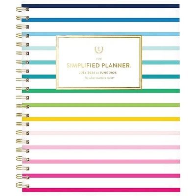 Emily Ley for At-A-Glance 2024-25 Weekly/Monthly Planner 11x9.25 Happy Stripe