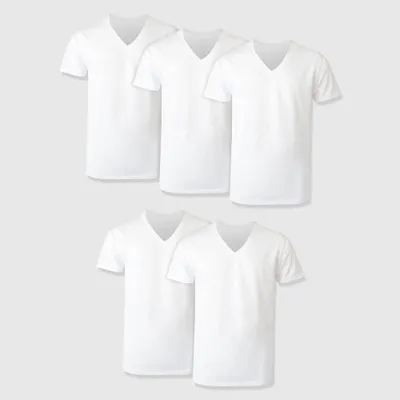 Hanes Premium Mens Short Sleeve V-Neck T-Shirt 5pk