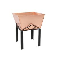 ACHLA Designs 12.25x12.25 Indoor/Outdoor Square Galvanized Steel Flower Box with Black Wrought Iron Plant Stand Copper Plated