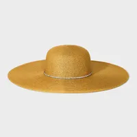 Straw Embellihed Floppy Hat