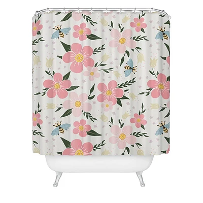 Deny Designs Avenie Cherry Blossom Spring Garden Shower Curtain: Woven Polyester, Machine Washable