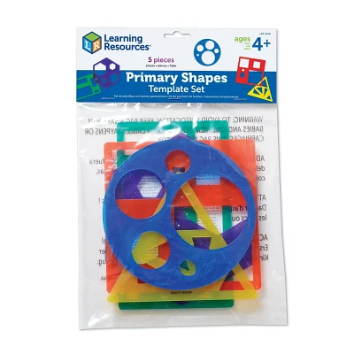 Learning Resources 5pc Primary Shapes Template Ages 4plus Homeschool and Classroom Supplies: Math & Counting Kits, Plastic