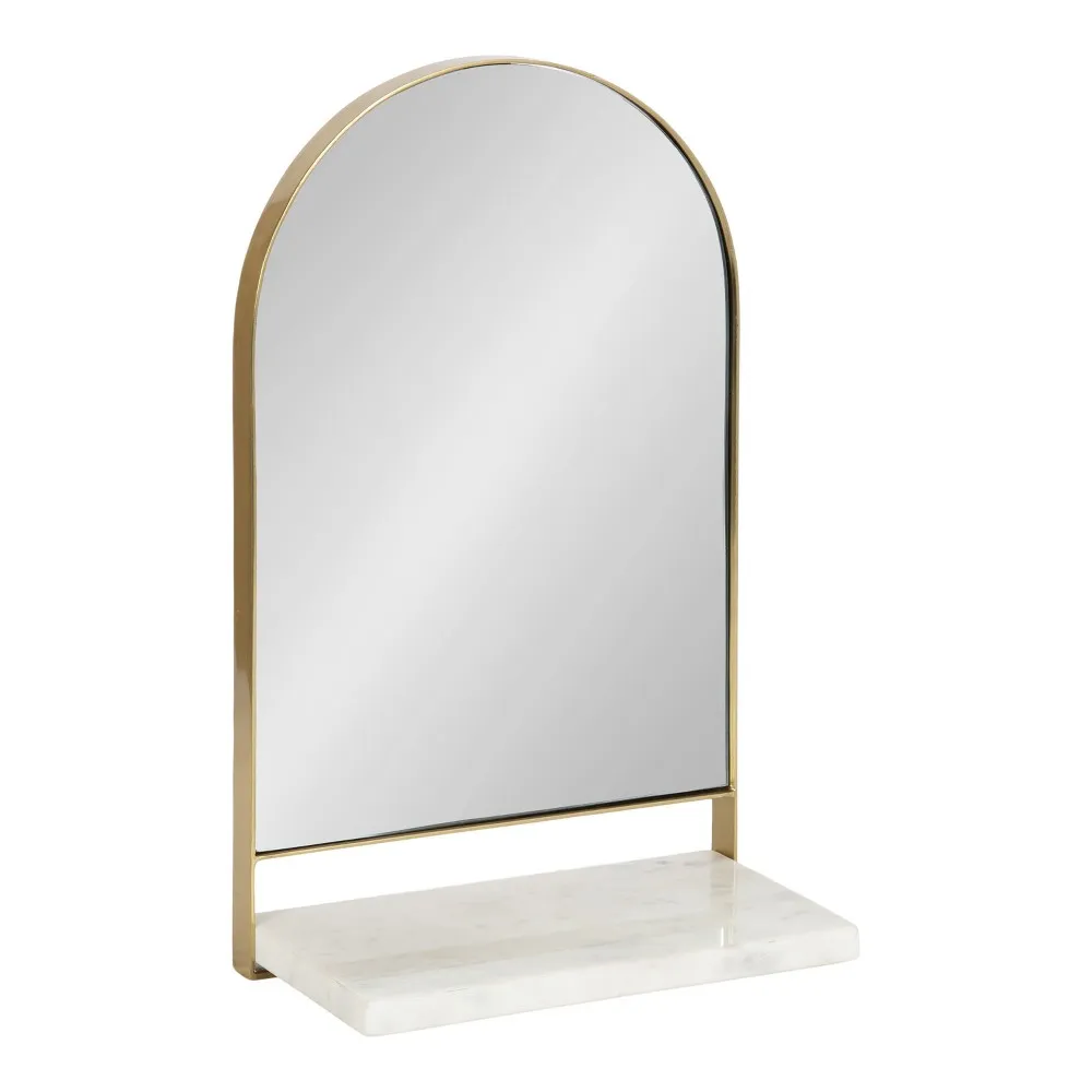 12x20 Chadwin Arch Wall Mirror with Shelf Gold - Kate & Laurel All Things Decor