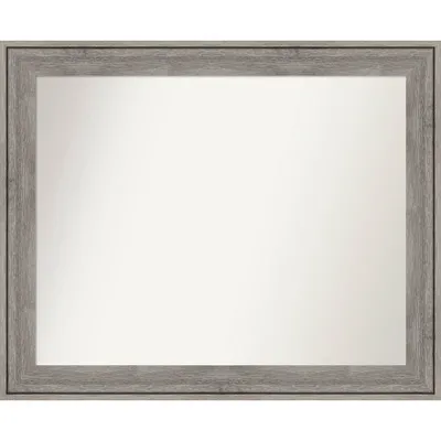 33 x 27 Non-Beveled Regis Barnwood Gray Wood Bathroom Wall Mirror - Amanti Art