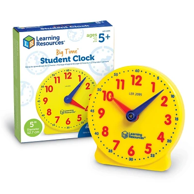 Learning Resources Big Time Student Clock Teaching and Demonstration Clock 12 Hour Ages 5plus: Plastic, Kindergarten Teaching Aid