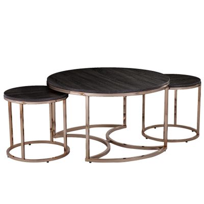 3pc Linder Round Nesting Coffee Tables Champagne - Aiden Lane