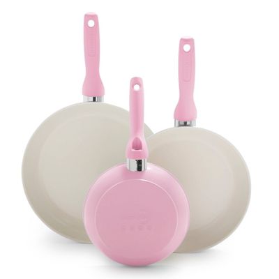 GreenPan Rio 3pk (7, 9.5 & 11) Ceramic Nonstick Frypan Set Blush