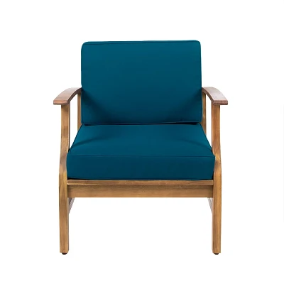 Christopher Knight Home Perla Outdoor Club Chair Acacia Wood Teak/Blue