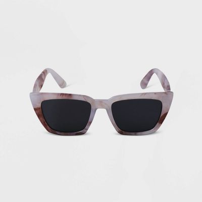 Womens Marble Angular Rectangle Sunglasses - A New Day Gray