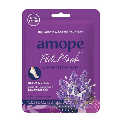 Amop PediMask 20-Minute Foot Mask - Detox & Chill with Lavender Oil - 1 Pair