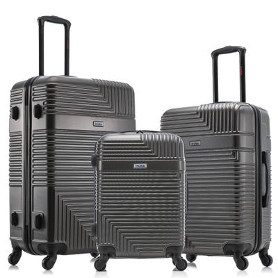 InUSA Resilience Lightweight Hardside Checked Spinner Luggage Set 3pc