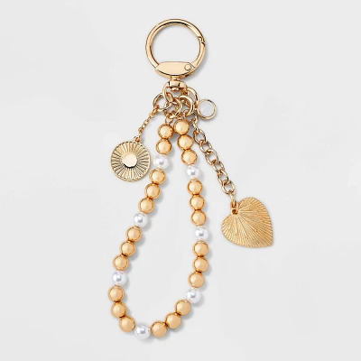 Beaded and Heart Bag Charm - A New Day Gold