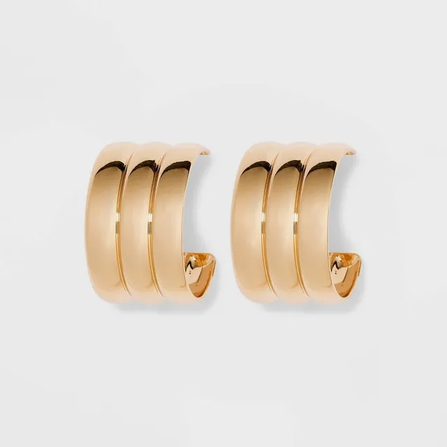 Thick Metal Hoop Earrings - A New Day™ Gold