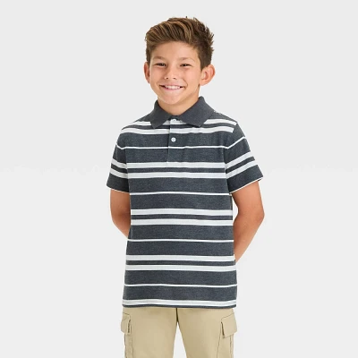 Boy Short Sleeve Striped Polo T-Shirt