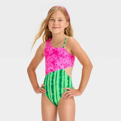 Girls One In a Melon Fruit Printed One Piece Swimsuit