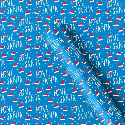 50 sq ft Love, Santa Christmas Gift Wrap Blue - Wondershop