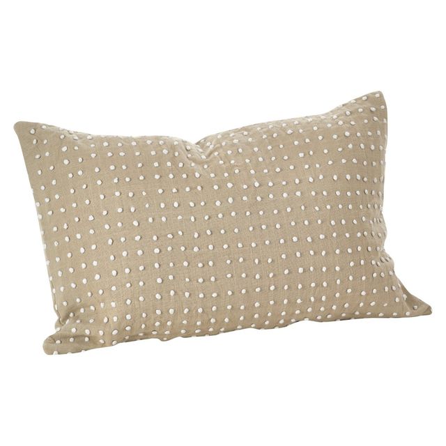 Leilani French Knot Design Throw Pillow Natural - Saro Lifestyle: Cotton Knit, Zipper Closure