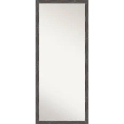 27 x 63 Non-Beveled Woodridge Rustic Gray Wood Full Length Floor Leaner Mirror - Amanti Art