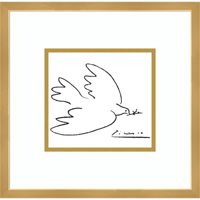 Amanti Art 16 x 16 Dove of Peace by Pablo Picasso Framed Wall Art Print Beige : Modern Decor, Acrylic and Hardwood