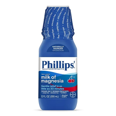 Phillips Milk of Magnesia Liquid Laxative Constipation Relief -Cherry - 12oz