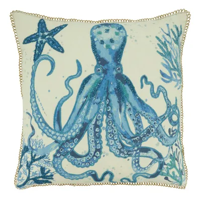 20x20 Oversize Octopus with Poly Filling Square Throw Pillow Navy Blue - Saro Lifestyle