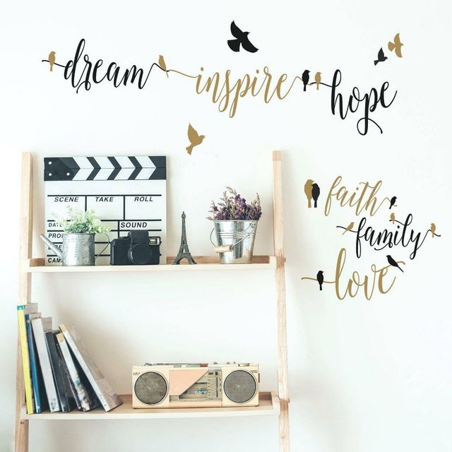 Inspirational Words with Birds Peel and Stick Wall Decal - RoomMates