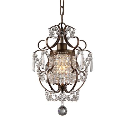 10 x 13 x 4 1-Light Rosalie Crystal Chandelier Brown - Warehouse Of Tiffany: Antique-Bronze, ETL Listed, Adjustable Height