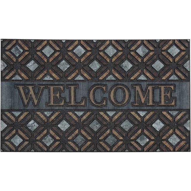 16x26 Welcome Kingsley Inlay Doorscapes Mat Blue/Gray/Brown - Mohawk