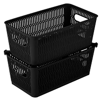 Simplify 2pk Slide and Stack Shelf Storage Tote Small Black