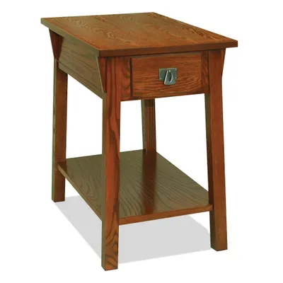 Favorite Finds Mission Chairside Table Russet Finish - Leick Home: Compact, Tiered, with Drawer & Shelf