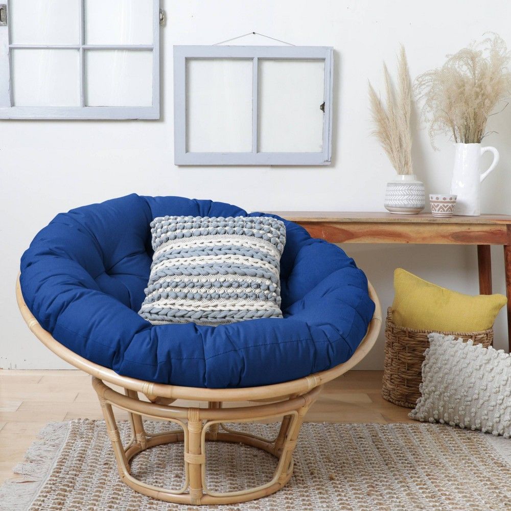 44 x 44 x 4 Papasan Outdoor Chair Cushion Blue - Sorra Home