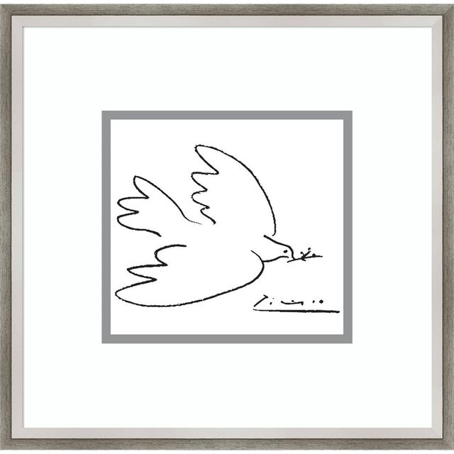 16 x 16 Dove of Peace by Pablo Picasso Framed Wall Art Print Gray - Amanti Art: Modern Decor, Lithograph Replica