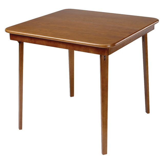 Straight Edge Folding Card Table Fruitwood - Stakmore: Solid Wood, Easy Storage, 32 Square