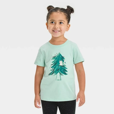 Toddler Girls Short Sleeve Cat Tree Graphic T-Shirt