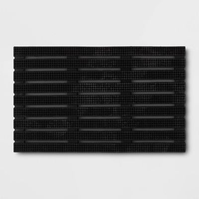 16x26 Rubber Bristle Boot Scrapping Doormat - Threshold: Outdoor Mat, Black, Low Pile, Stripe Pattern