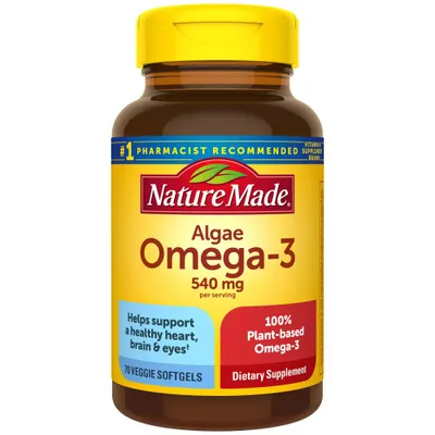 Nature Made Algae Omega 3 Supplement 540 mg - Alternative to Omega 3 Fish Oil Softgels - 70 ct